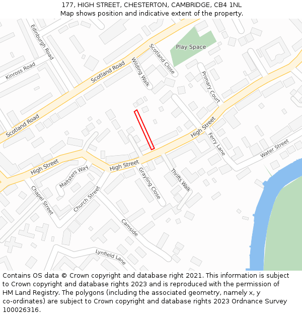177, HIGH STREET, CHESTERTON, CAMBRIDGE, CB4 1NL: Location map and indicative extent of plot