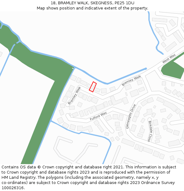 18, BRAMLEY WALK, SKEGNESS, PE25 1DU: Location map and indicative extent of plot