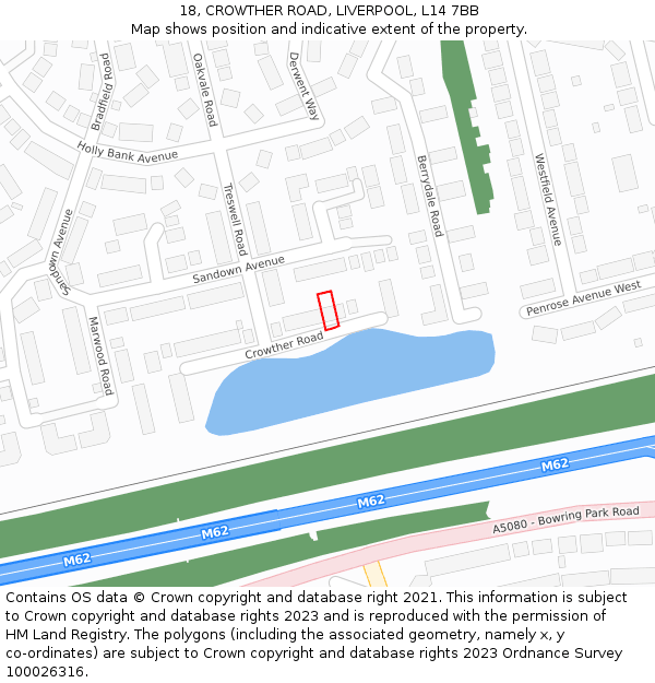 18, CROWTHER ROAD, LIVERPOOL, L14 7BB: Location map and indicative extent of plot