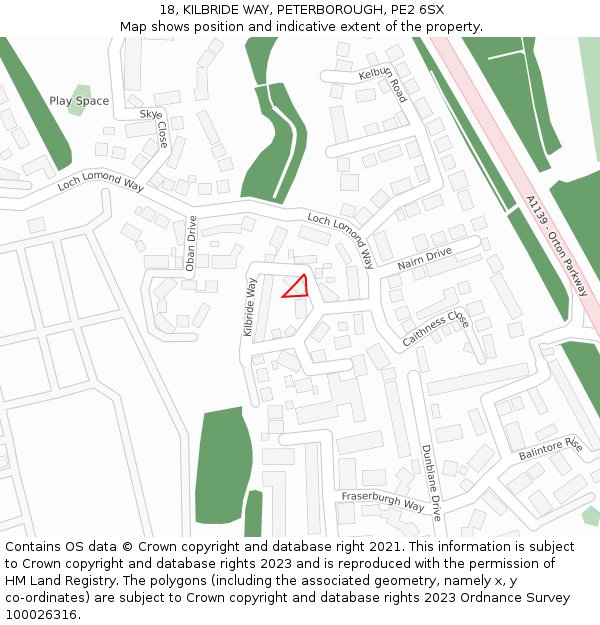 18, KILBRIDE WAY, PETERBOROUGH, PE2 6SX: Location map and indicative extent of plot