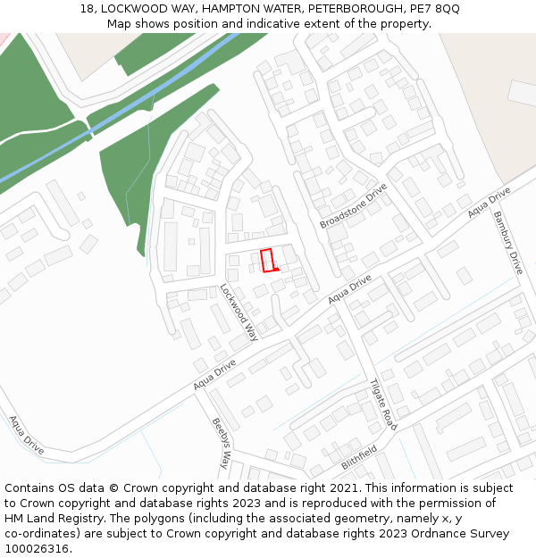 18, LOCKWOOD WAY, HAMPTON WATER, PETERBOROUGH, PE7 8QQ: Location map and indicative extent of plot
