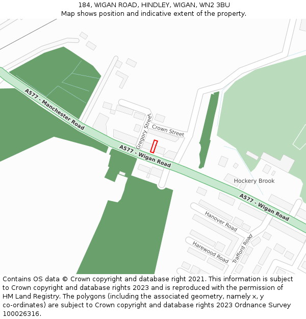 184, WIGAN ROAD, HINDLEY, WIGAN, WN2 3BU: Location map and indicative extent of plot