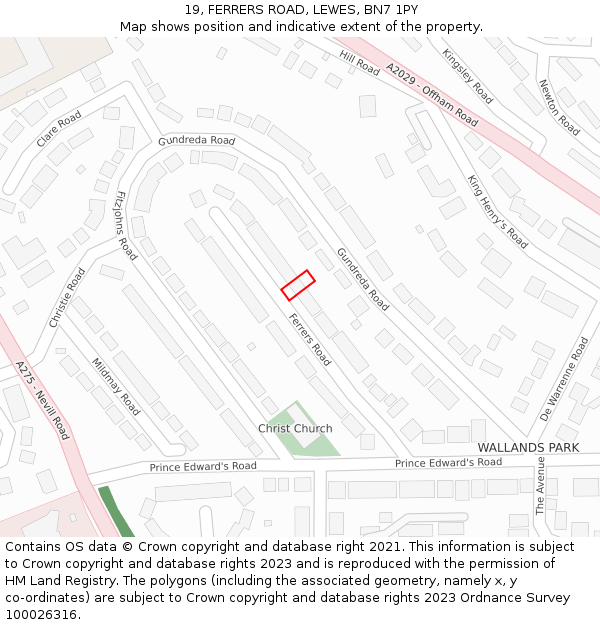 19, FERRERS ROAD, LEWES, BN7 1PY: Location map and indicative extent of plot