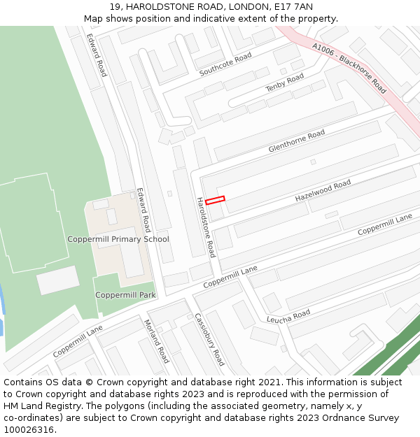 19, HAROLDSTONE ROAD, LONDON, E17 7AN: Location map and indicative extent of plot