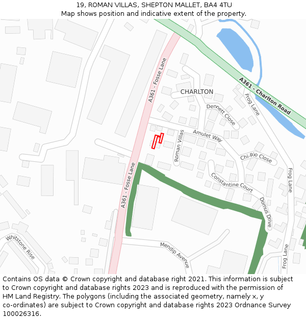 19, ROMAN VILLAS, SHEPTON MALLET, BA4 4TU: Location map and indicative extent of plot