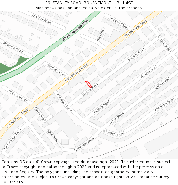 19, STANLEY ROAD, BOURNEMOUTH, BH1 4SD: Location map and indicative extent of plot