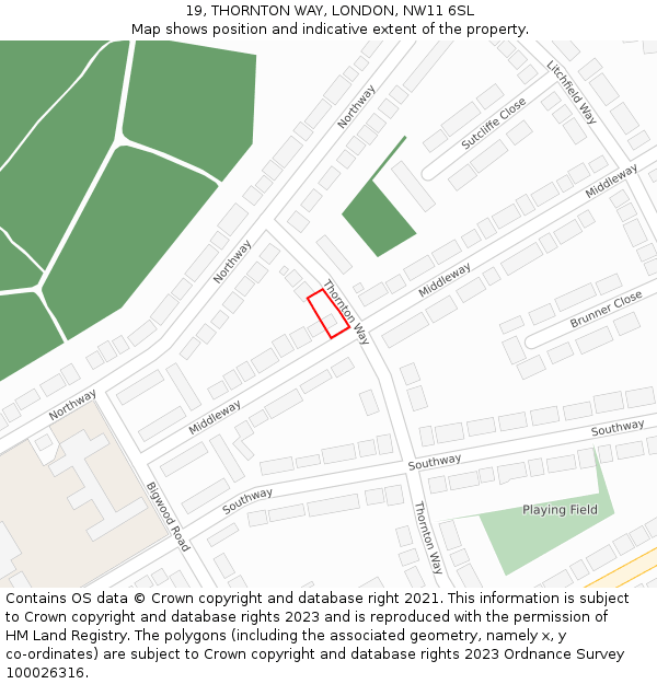 19, THORNTON WAY, LONDON, NW11 6SL: Location map and indicative extent of plot