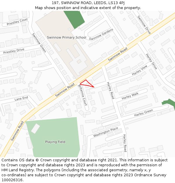 197, SWINNOW ROAD, LEEDS, LS13 4PJ: Location map and indicative extent of plot