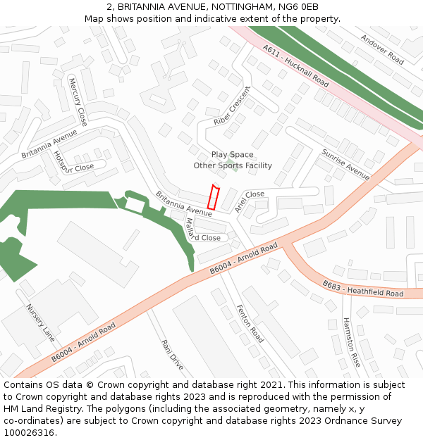 2, BRITANNIA AVENUE, NOTTINGHAM, NG6 0EB: Location map and indicative extent of plot