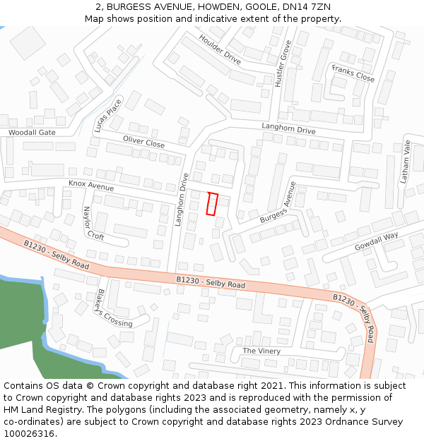 2, BURGESS AVENUE, HOWDEN, GOOLE, DN14 7ZN: Location map and indicative extent of plot