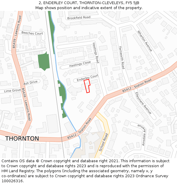 2, ENDERLEY COURT, THORNTON-CLEVELEYS, FY5 5JB: Location map and indicative extent of plot