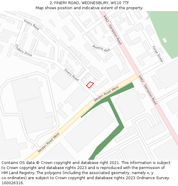 2, FINERY ROAD, WEDNESBURY, WS10 7TF: Location map and indicative extent of plot