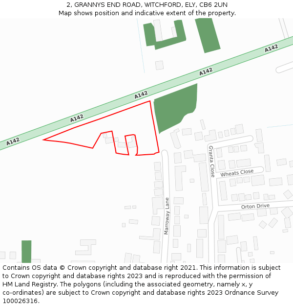 2, GRANNYS END ROAD, WITCHFORD, ELY, CB6 2UN: Location map and indicative extent of plot