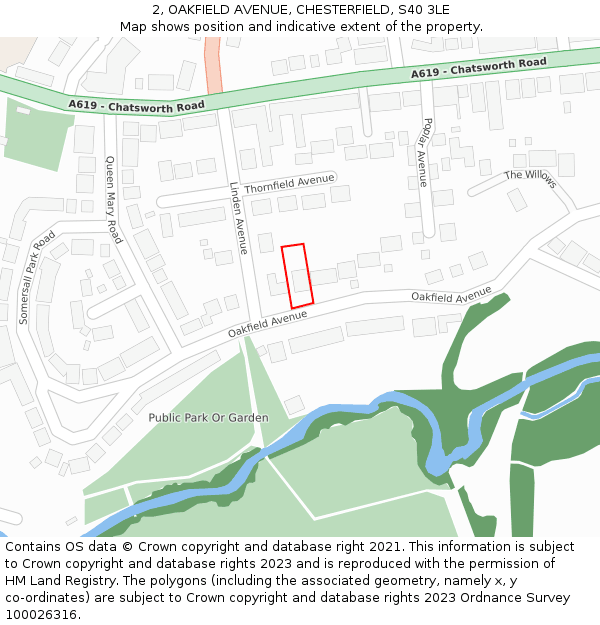 2, OAKFIELD AVENUE, CHESTERFIELD, S40 3LE: Location map and indicative extent of plot