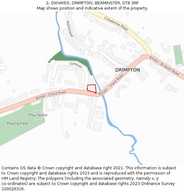 2, OXHAYES, DRIMPTON, BEAMINSTER, DT8 3RP: Location map and indicative extent of plot
