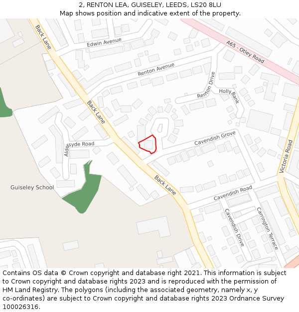 2, RENTON LEA, GUISELEY, LEEDS, LS20 8LU: Location map and indicative extent of plot