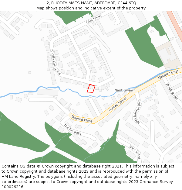 2, RHODFA MAES NANT, ABERDARE, CF44 6TQ: Location map and indicative extent of plot