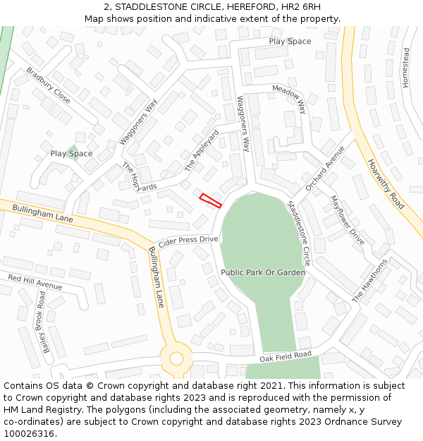 2, STADDLESTONE CIRCLE, HEREFORD, HR2 6RH: Location map and indicative extent of plot