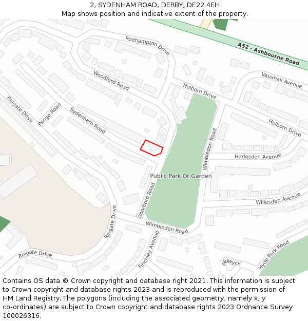 2, SYDENHAM ROAD, DERBY, DE22 4EH: Location map and indicative extent of plot
