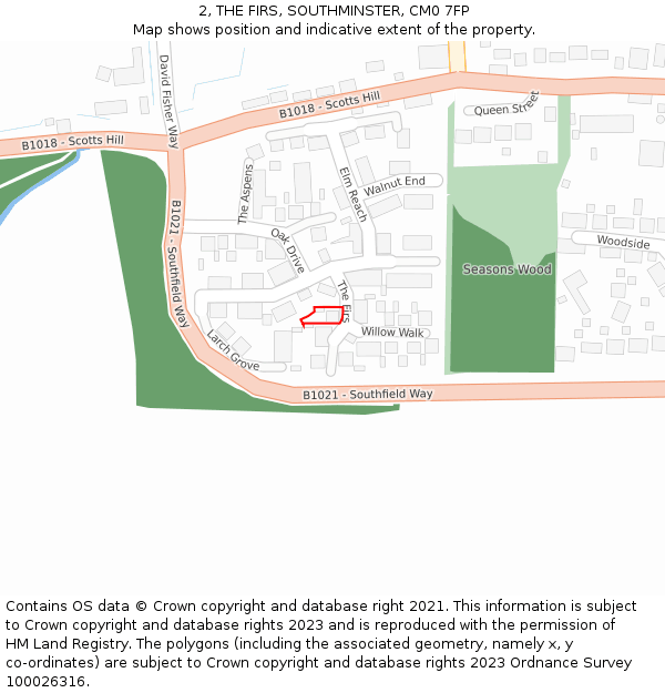2, THE FIRS, SOUTHMINSTER, CM0 7FP: Location map and indicative extent of plot