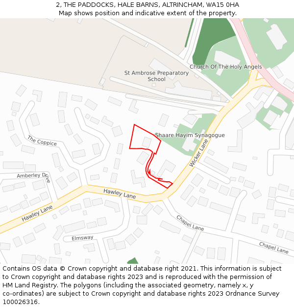 2, THE PADDOCKS, HALE BARNS, ALTRINCHAM, WA15 0HA: Location map and indicative extent of plot