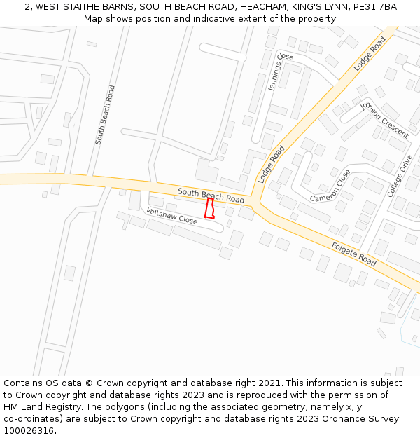 2, WEST STAITHE BARNS, SOUTH BEACH ROAD, HEACHAM, KING'S LYNN, PE31 7BA: Location map and indicative extent of plot