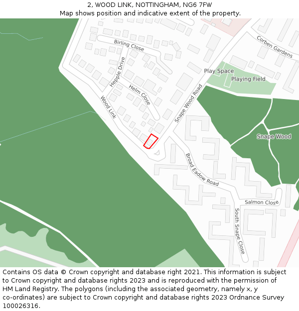 2, WOOD LINK, NOTTINGHAM, NG6 7FW: Location map and indicative extent of plot