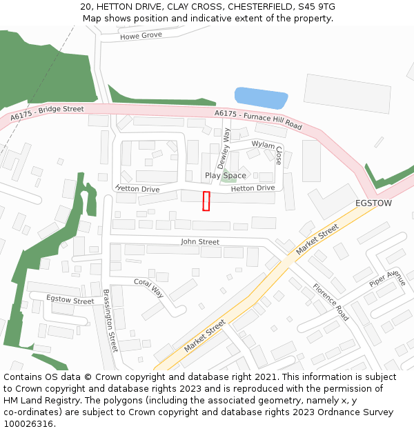 20, HETTON DRIVE, CLAY CROSS, CHESTERFIELD, S45 9TG: Location map and indicative extent of plot
