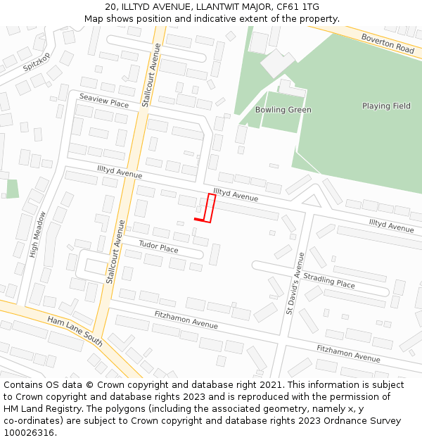 20, ILLTYD AVENUE, LLANTWIT MAJOR, CF61 1TG: Location map and indicative extent of plot