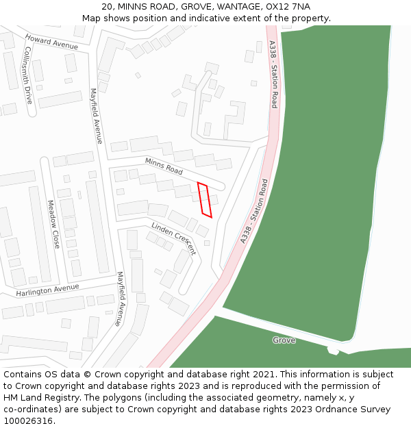 20, MINNS ROAD, GROVE, WANTAGE, OX12 7NA: Location map and indicative extent of plot