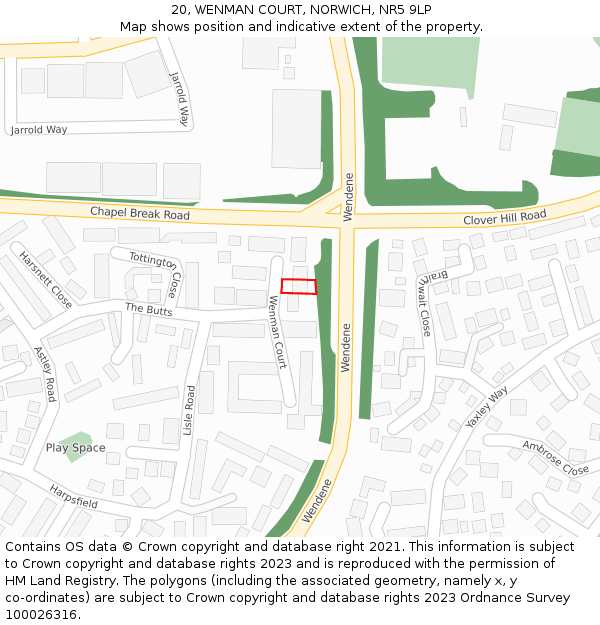 20, WENMAN COURT, NORWICH, NR5 9LP: Location map and indicative extent of plot