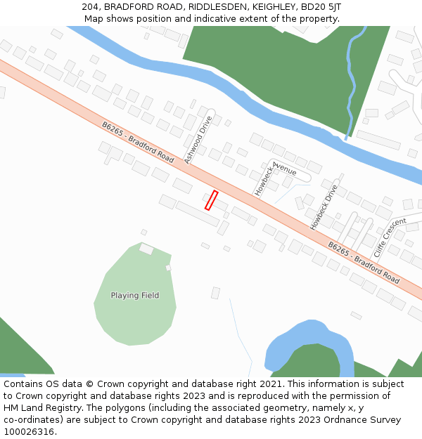 204, BRADFORD ROAD, RIDDLESDEN, KEIGHLEY, BD20 5JT: Location map and indicative extent of plot