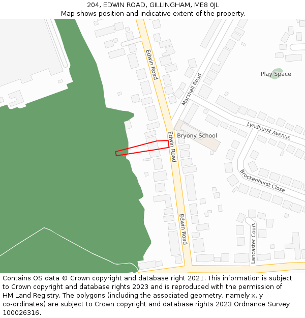 204, EDWIN ROAD, GILLINGHAM, ME8 0JL: Location map and indicative extent of plot