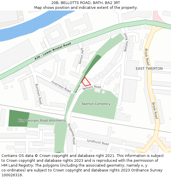 20B, BELLOTTS ROAD, BATH, BA2 3RT: Location map and indicative extent of plot