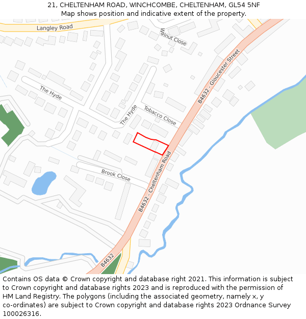 21, CHELTENHAM ROAD, WINCHCOMBE, CHELTENHAM, GL54 5NF: Location map and indicative extent of plot