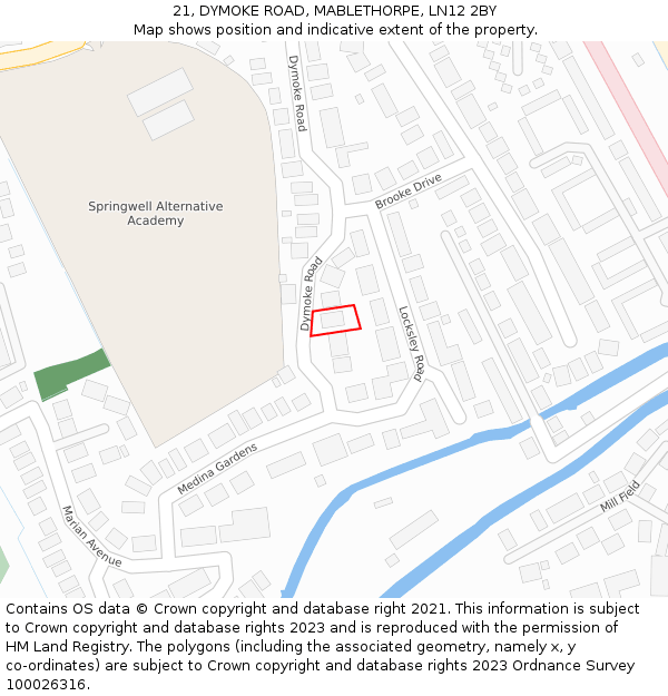 21, DYMOKE ROAD, MABLETHORPE, LN12 2BY: Location map and indicative extent of plot