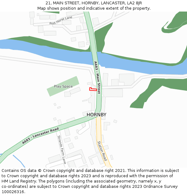 21, MAIN STREET, HORNBY, LANCASTER, LA2 8JR: Location map and indicative extent of plot