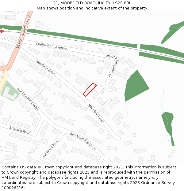 21, MOORFIELD ROAD, ILKLEY, LS29 8BL: Location map and indicative extent of plot