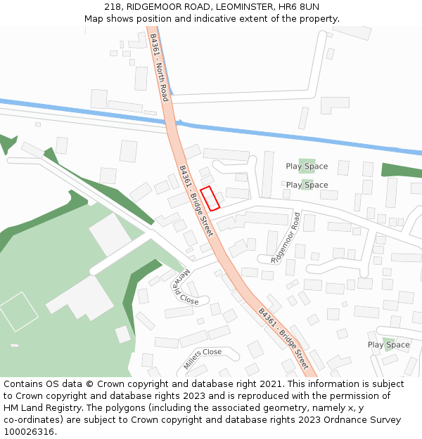 218, RIDGEMOOR ROAD, LEOMINSTER, HR6 8UN: Location map and indicative extent of plot