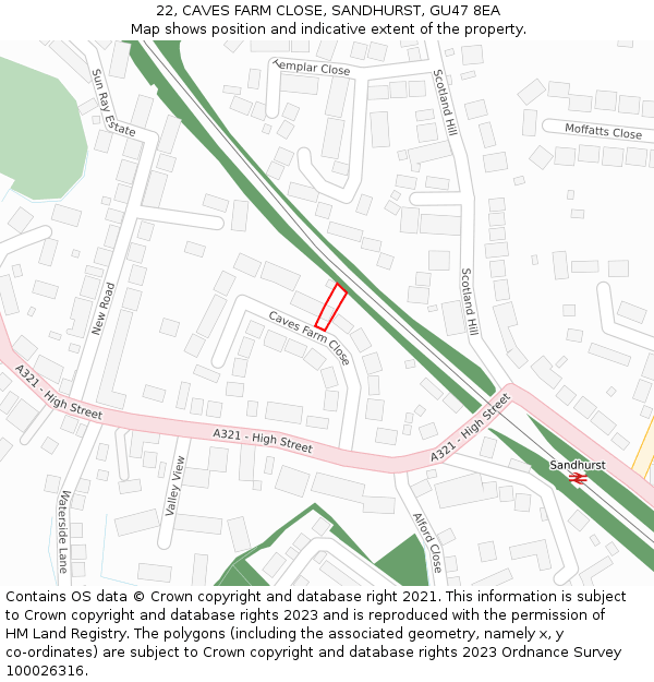 22, CAVES FARM CLOSE, SANDHURST, GU47 8EA: Location map and indicative extent of plot