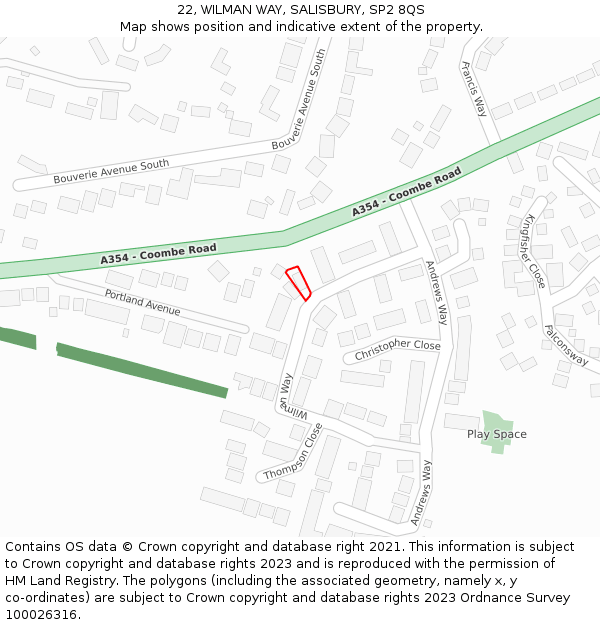 22, WILMAN WAY, SALISBURY, SP2 8QS: Location map and indicative extent of plot