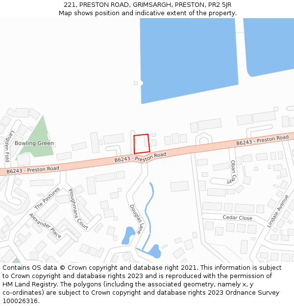 221, PRESTON ROAD, GRIMSARGH, PRESTON, PR2 5JR: Location map and indicative extent of plot