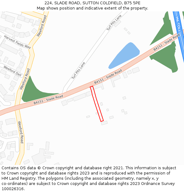 224, SLADE ROAD, SUTTON COLDFIELD, B75 5PE: Location map and indicative extent of plot