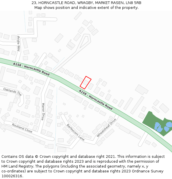 23, HORNCASTLE ROAD, WRAGBY, MARKET RASEN, LN8 5RB: Location map and indicative extent of plot