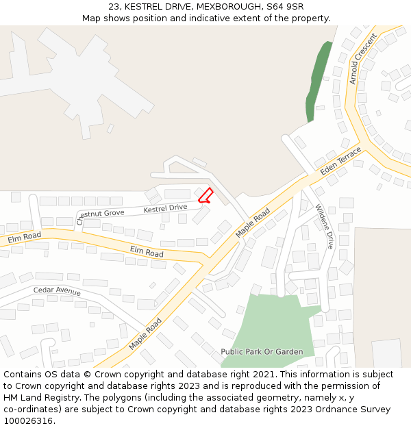 23, KESTREL DRIVE, MEXBOROUGH, S64 9SR: Location map and indicative extent of plot