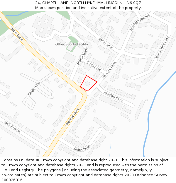 24, CHAPEL LANE, NORTH HYKEHAM, LINCOLN, LN6 9QZ: Location map and indicative extent of plot