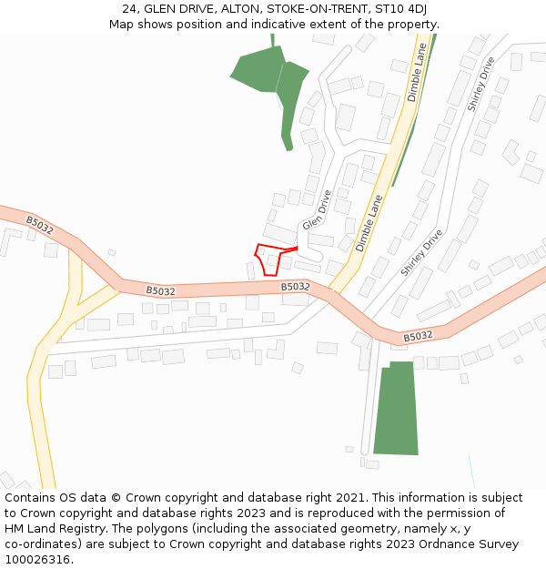 24, GLEN DRIVE, ALTON, STOKE-ON-TRENT, ST10 4DJ: Location map and indicative extent of plot
