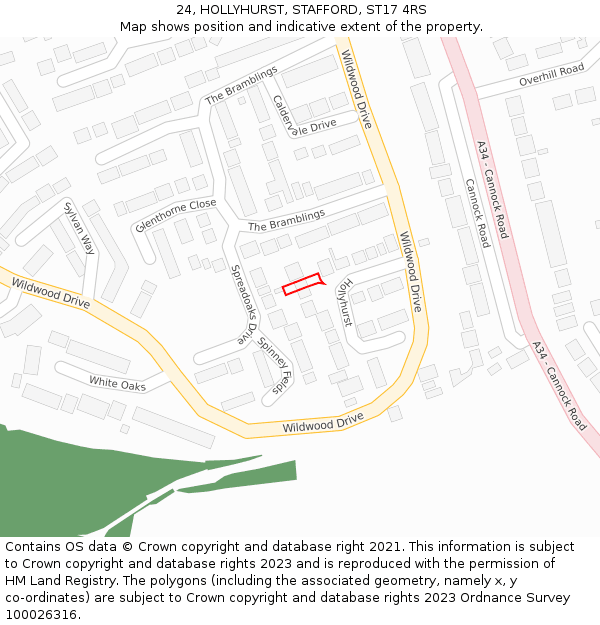 24, HOLLYHURST, STAFFORD, ST17 4RS: Location map and indicative extent of plot
