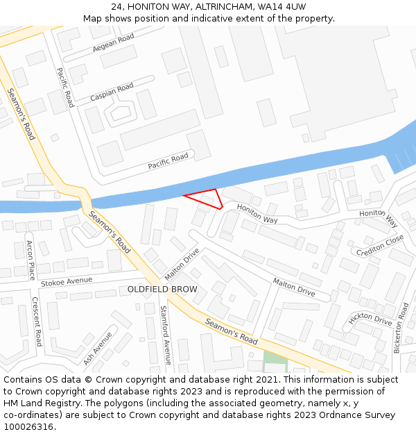 24, HONITON WAY, ALTRINCHAM, WA14 4UW: Location map and indicative extent of plot