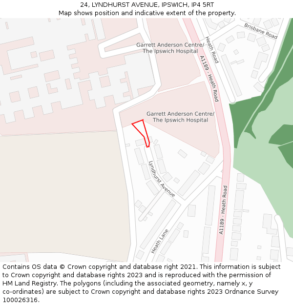 24, LYNDHURST AVENUE, IPSWICH, IP4 5RT: Location map and indicative extent of plot